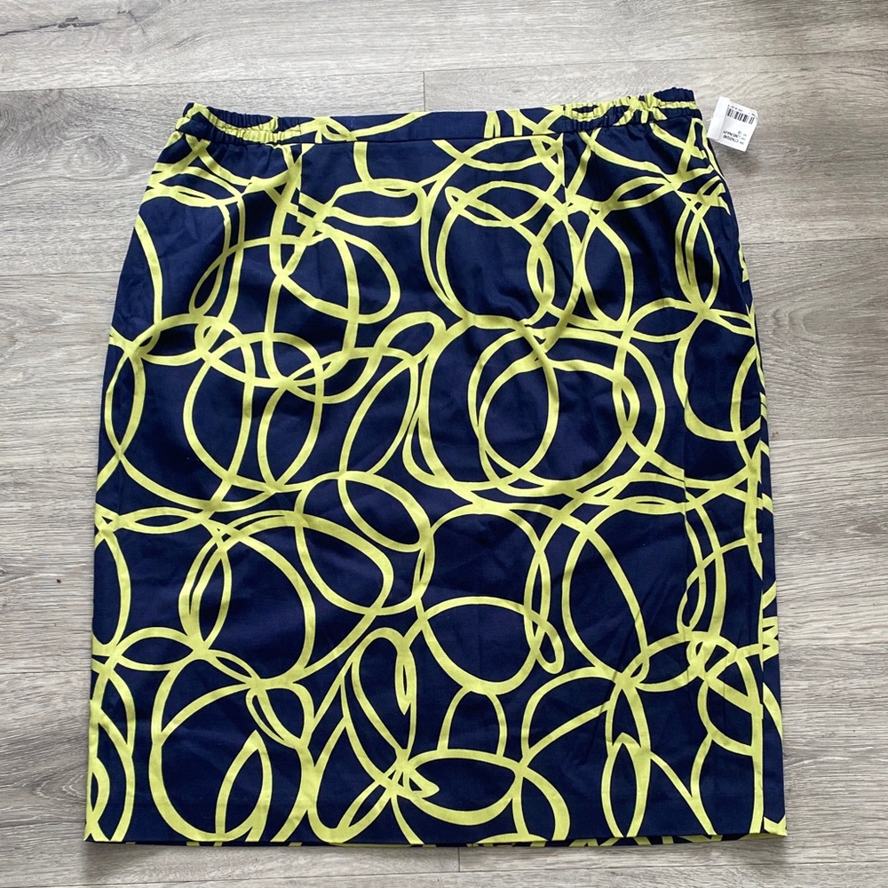 NWT Blue and Lime Green Loop-Print Women's Skirt SZ 18